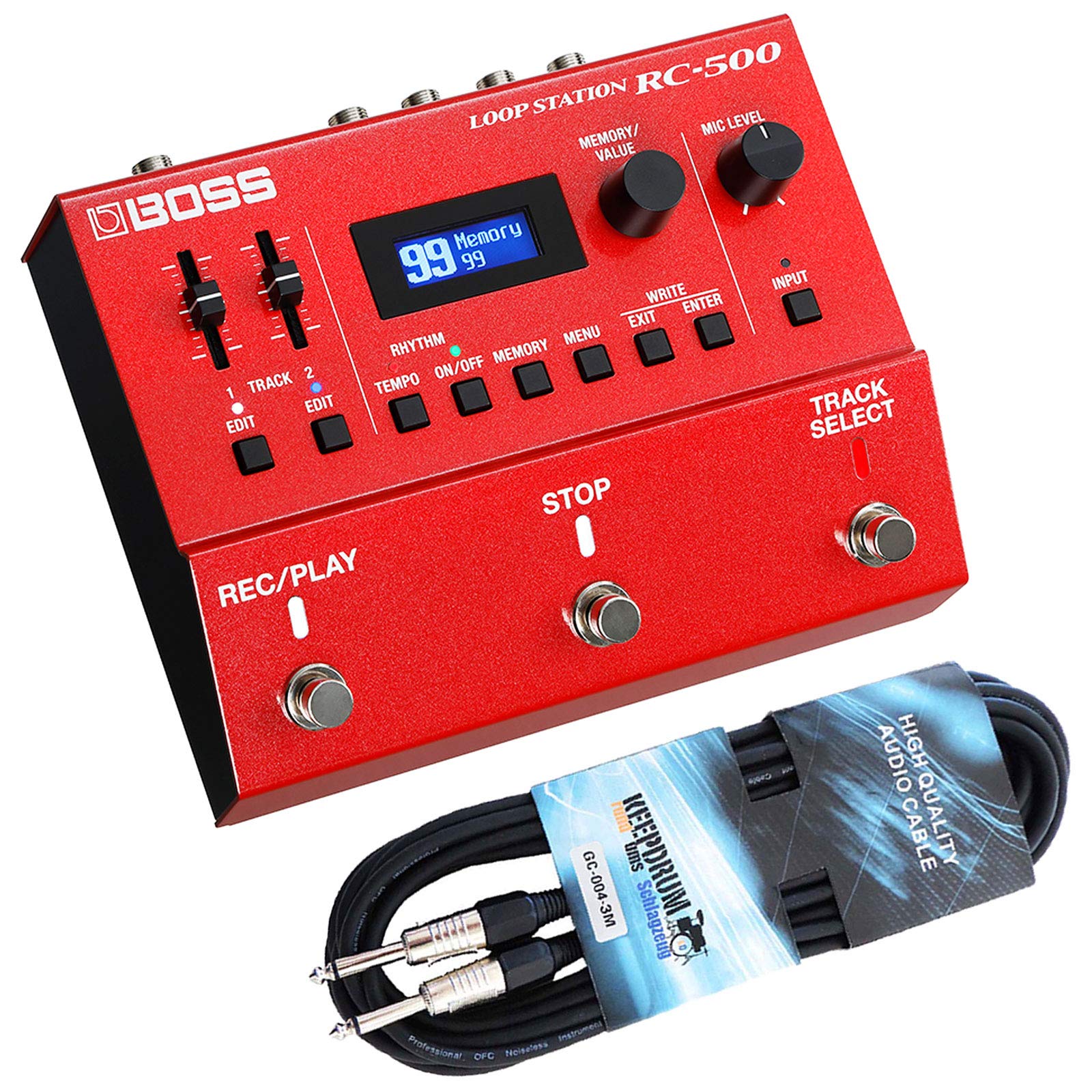 wata　BOSS RC-500 Loop Station Boss RC-500 Loop Station Looper Pedal + Keepdrum Guitar Cable 3 m